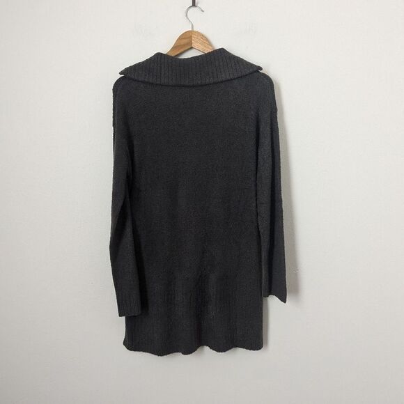 NWT Barefoot Dreams Carbon charcoal grey High Rib Half Zip Tunic sweater - Picture 5 of 6